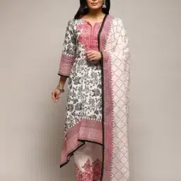 biba Women Floral Print A-Line Kurta with Pants & Dupatta-picture-39