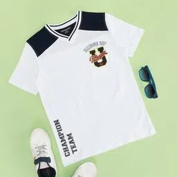 pantaloons junior Boys Typographic Print Regular Fit V-Neck T-Shirt-picture-22