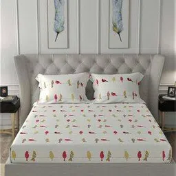 urban space Printed King Fitted Bedsheet with Pillow Covers-picture-11
