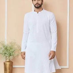 see designs Men Chikankari Embroidered Regular Fit Cotton Kurta-picture-36