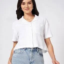 people by pantaloons Women Relaxed Fit Laper-Collar Shirt-picture-11