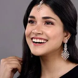 saraf rs jewellery Stone-Studded Mangtika & Earrings Set-picture-12