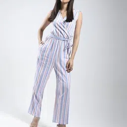 sera Women Striped V-Neck Jumpsuit image 1