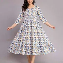 Women Floral Fit And Flare Dress-image-7