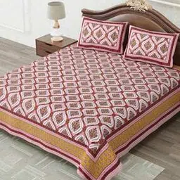 mafatlal Floral Print Double Size Bedsheet with Pillow Covers-picture-38