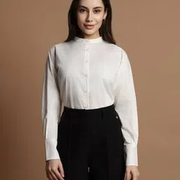 allen solly Women Regular Fit Shirt with Band Collar-picture-46