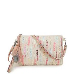 anekaant Striped Sequined Cotton Handloom & Leatherette Sling Bag-picture-51