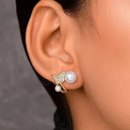Women Bloom-Tastic Butterflies Pearl Stud Earrings-image-9