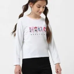 vero moda girl Girls Typographic Print Relaxed Fit Round-Neck T-Shirt-picture-15