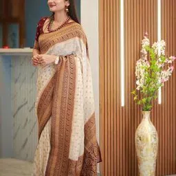 zikaraa Women Floral Woven Saree with Contrast Border-picture-18