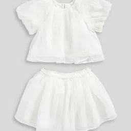 mothercare Girls Embroidered Top with Skirt Set-picture-36