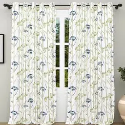haus & kinder Pack of 2 Floral Print Window Curtains with Chrome Eyelets-picture-27