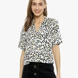 campus sutra Printed Knitted Shirt Top with Patch Pocket-picture-14