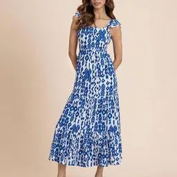 moomaya Ikat Print Tiered Dress-picture-32