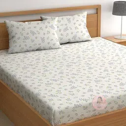 chhavi india 210 TC Floral Print Double Bedsheet with Pillow Covers image 1