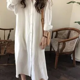 outzidr global Women Shirt Dress with Spread Collar-picture-18