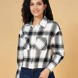sf jeans by pantaloons Women Checked Regular Fit Shirt-picture-12