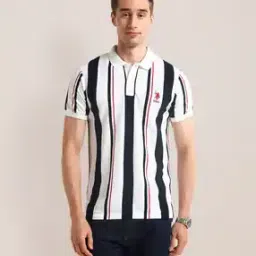 Men Striped Slim Fit Polo T-Shirt-image-42