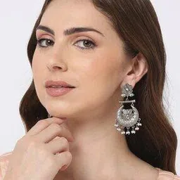 matchitt Oxidised Antique Floral Chandbali Dangler Earrings - MHPR323-picture-42