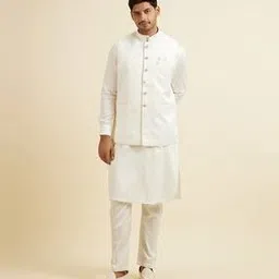 manyavar Men Floral Pattern Nehru Jacket with Button-Closure-picture-53