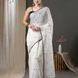 saree mall Floral Pattern Saree with Tassels-picture-12