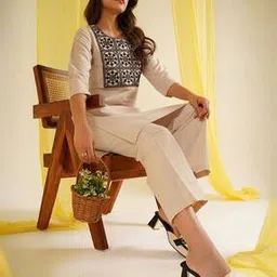 hritika Cotton Blend Embellished & Embroidery Woven Kurta Pant Set-picture-37