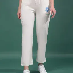 crimsoune club Floral Print Straight Trackpants with Drawstrings Waist image 1