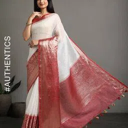 indie picks Hand Dyed Silk Linen Banarasi Saree-picture-27