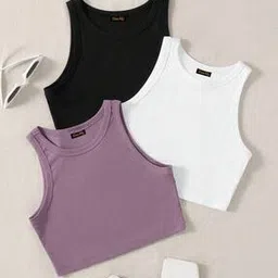 toochki Women Pack of 3 Slim Fit Round-Neck Tops-picture-29