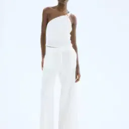 h&m Women Mid Rise Wide Leg Trousers-picture-49