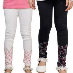 indiweaves Pack of 2 Floral Print Leggings with Elasticated Waist-picture-16