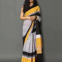 indie picks Checked Saree with Contrast Border-picture-16