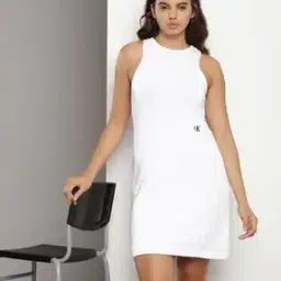 calvin klein jeans Women Round-Neck A-Line Dress-picture-11