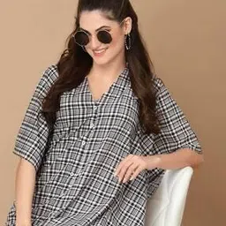 kassually Checked Button-Down Shrug-picture-45