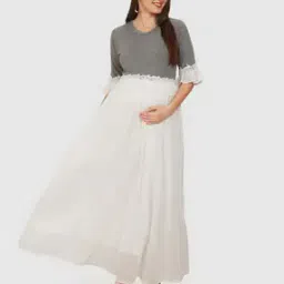 mom for sure by ketki dalal Empire Dress with Lace Border-picture-16