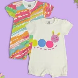 miniklub Infants Pack of 2 Printed Cotton Rompers-picture-20