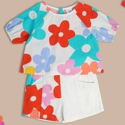 miniklub Girls Floral Print Top & Shorts Set-picture-37