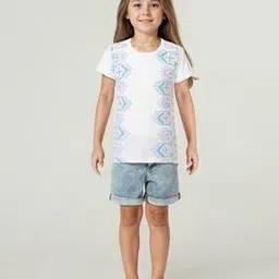 Girls Boho Print Boxy Fit Round-Neck T-Shirt-image-93