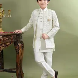 bt dezines Sequins Embroidered Sherwani Jacket with Kurta & Pyjamas SetSet-picture-12
