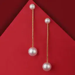 carlton london Gold-Plated Pearl Drop Earrings-picture-38