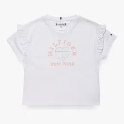 tommy hilfiger Girls BG Heart Print Regular Fit Round-Neck T-Shirt-picture-37