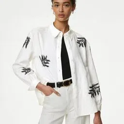 marks & spencer Women Embroidered Regular Fit Shirt-picture-14
