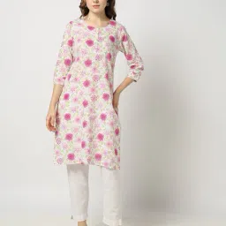 yousta Women Floral Print Straight Kurta image 1
