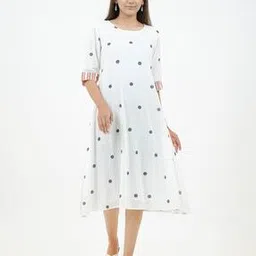 indie picks Hand-Dyed Polka Handblock Print Cotton Dress-picture-12