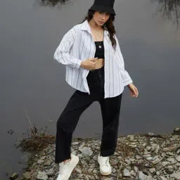 campus sutra Women Striped Oversized Shirt image 1