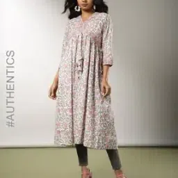 indie picks Handblock Print Cotton Flared Kurta-picture-14