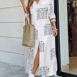 outzidr global Women Typographic Print Shirt Dress-picture-11