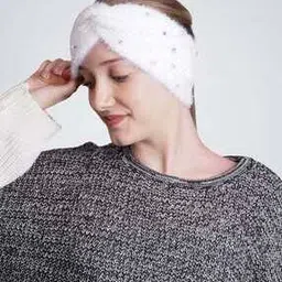 bharatasya Women Feather Soft Knitted Embellished Woolen Headband-picture-21