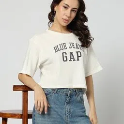 Solid Round-Neck Embroidered Logo Crop T-Shirt-image-8