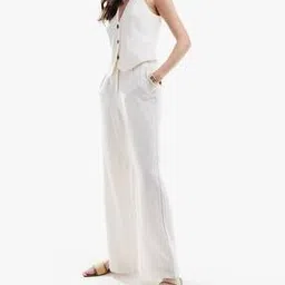 asos design High-Waist Seam Detail Tailored Wide-Leg Linen Trousers-picture-40